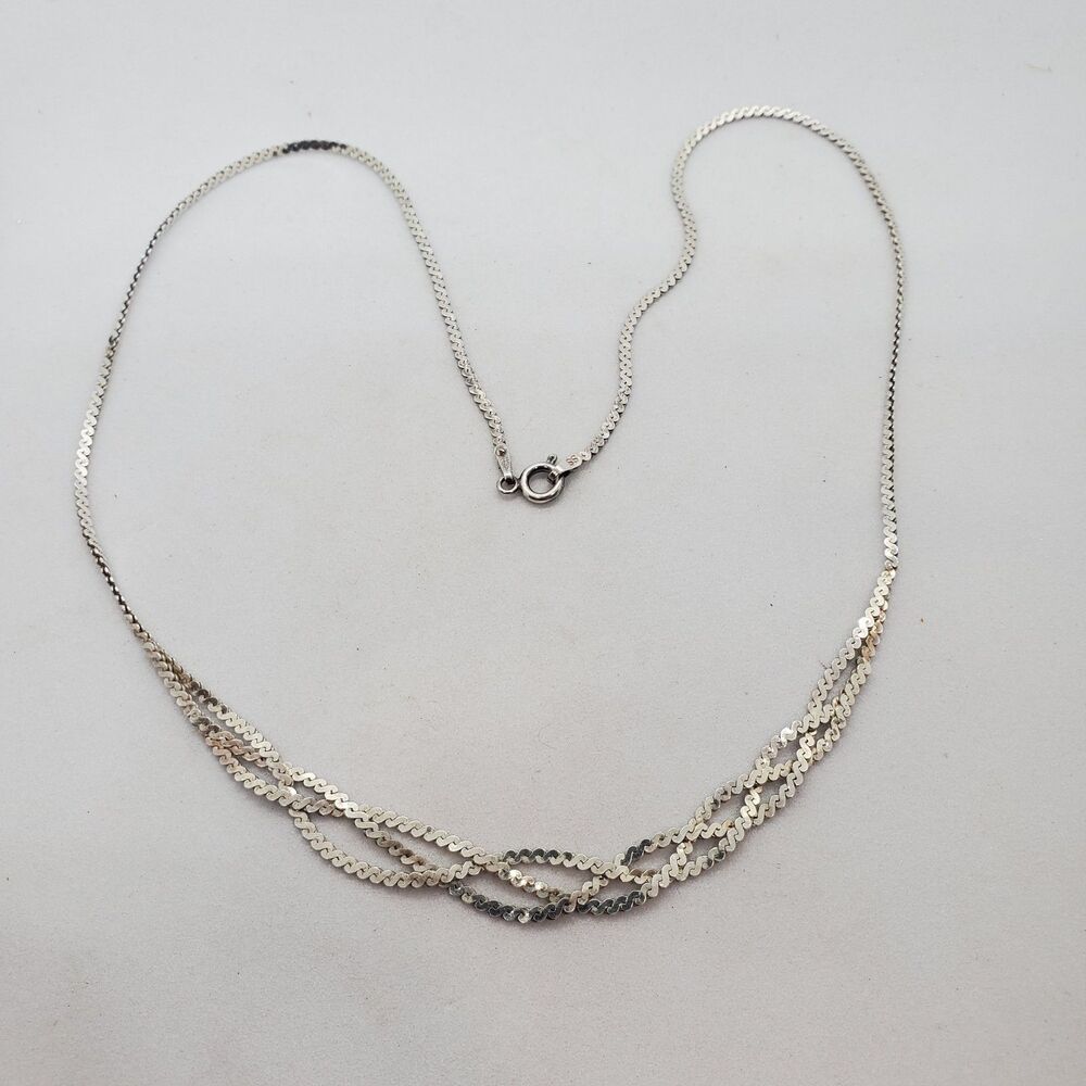 Vintage Sterling Silver 18" Braided Necklace 925